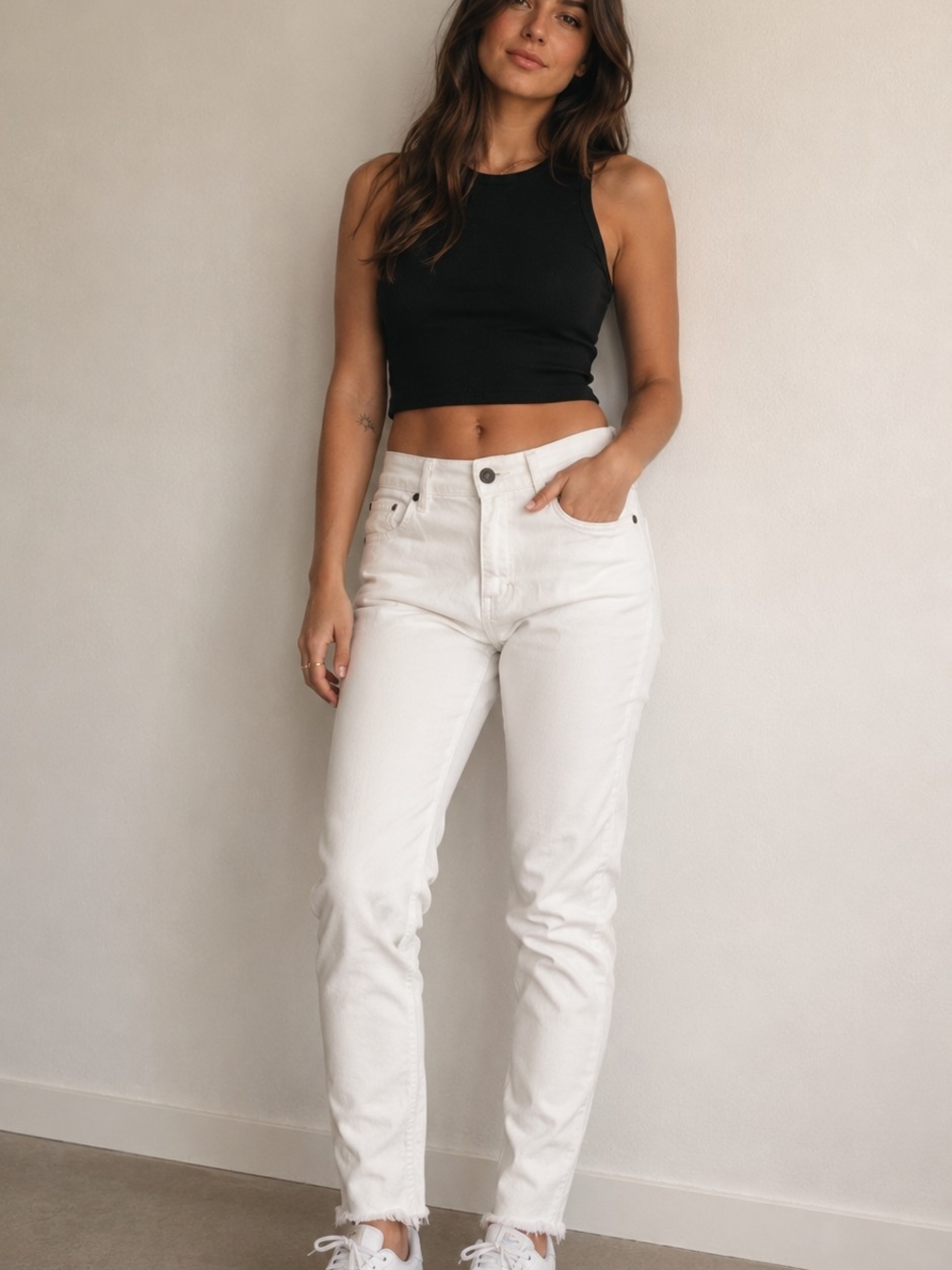 Zara Off-White Straight-Leg Jeans